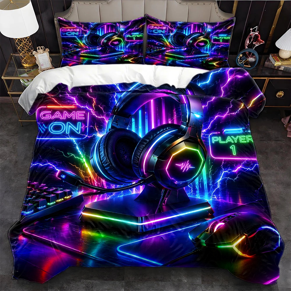 Esports Gaming Bed - طقم غطاء لحاف بتصميم نيون للألعاب
