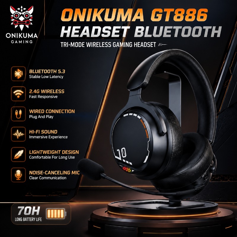 Esports Gaming Bar - سماعة ألعاب ONIKUMA GT886 ثلاثية الأوضاع