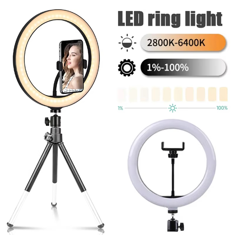 Webcam Ring Light - إضاءة حلقية للسيلفي مقاس 10 بوصات،