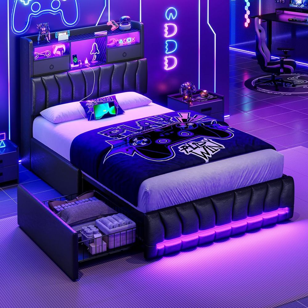 Esports Gaming Bed - سرير مزدوج مع لوح تخزين، و2