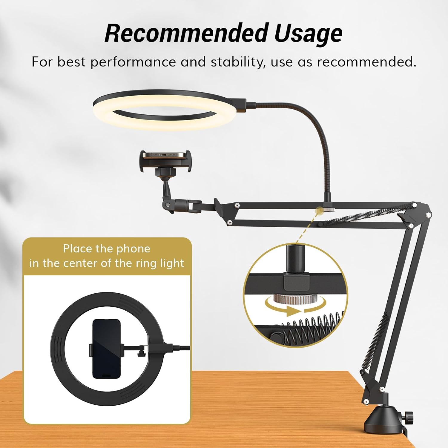 ضوء حلقة مع حامل وحامل هاتف، ض - مراجعة Webcam Ring Light وسعره