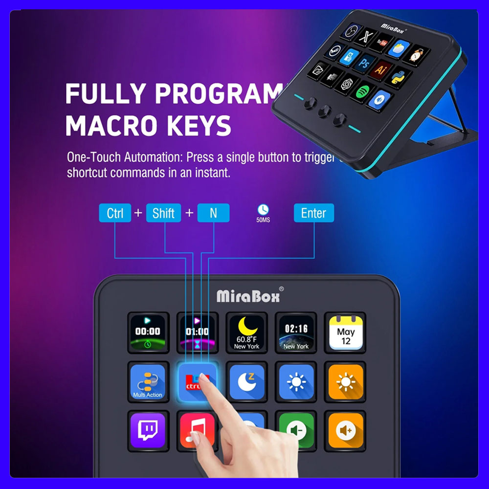 Mirabox M18 V3 تيار سطح السفين - مراجعة Elgato Stream Deck وسعره
